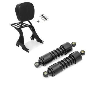 Set: Sissybar für Harley Davidson Sportster 883 Iron 09-20 Craftride inkl. Gepäckträger und Docking Kit schwarz + Stoßdämpfer 11 Zoll Harley Sportster 883 Iron Federbeine von Craftride schwarz_1
