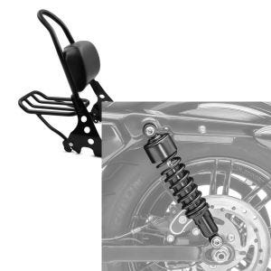 Set: Sissybar Harley Davidson Sportster 883 Iron 09-20 Craftride Fast Rider-M inkl. Gepäckträger schwarz + Stoßdämpfer 11,9 Zoll Harley Davidson Sportster 883 Iron 09-20 Craftride schwarz_1