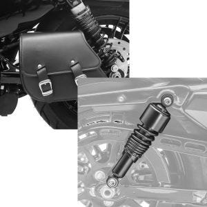 Set: Schwingentasche + Halter für Harley Sportster 883 Iron 09-20 Craftride + Stoßdämpfer 10,5 Zoll Harley Sportster 883 Iron 09-20 Federbeine von Craftride schwarz_1