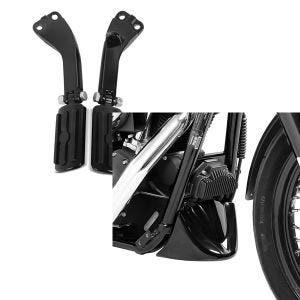 Set: Sozius Fussrasten Set mit Halter für Harley Dyna Street Bob 06-17 BL1 schwarz Craftride + Bugspoiler für Harley Davidson Dyna Street Bob 06-17 Craftride_1