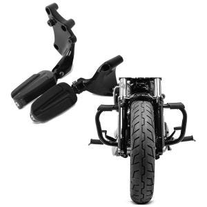 Set: Sozius Fußrasten für Harley Sportster Forty-Eight 48 14-20 Craftride mit Halter in schwarz + Sturzbügel für Harley Davidson Sportster Forty-Eight 48 (XL 1200 X) 10-20 Craftride Mustache schwarz_1