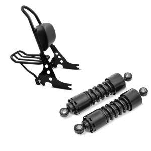 Set: Sissybar Harley Davidson Sportster 883 Iron 09-20 Craftride Fast Rider-M inkl. Gepäckträger schwarz + Stoßdämpfer 11 Zoll Harley Sportster 883 Iron Federbeine von Craftride schwarz_1