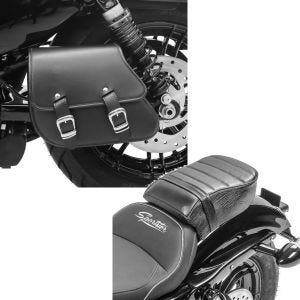 Set: Schwingentasche + Halter für Harley Sportster 883 Iron 09-20 Craftride + Sozius Sitz mit Polsterung für Harley Sportster Forty-Eight 48/ 883 Iron Craftride_1