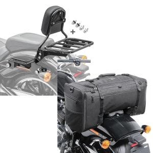 Set: Sissybar für Harley Breakout / 114 18-21 R1 mit Gepäckträger und Docking schwarz Craftride + Hecktasche für Harley Breakout /114 SQ1 Craftride 52l schwarz_1