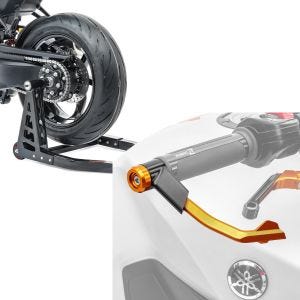 Set: Einarm Montageständer hinten für KTM 1290 Super Duke/ R 14-21 Constands SC1 Alu Motorradständer schwarz + Hebelschützer für KTM 1290 Super Duke GT / R X1 orange_1
