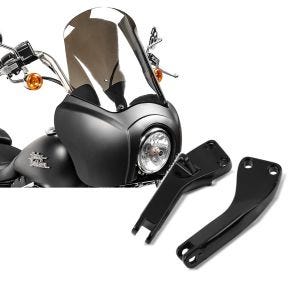 Set: Frontverkleidung für Harley Dyna Street Bob 06-17 Craftride MG5 mit Scheibe schwarz-matt rauchgrau + Sozius Fussrasten-Halter für Harley-Davidson Dyna Street Bob 06-17 schwarz Craftride_1