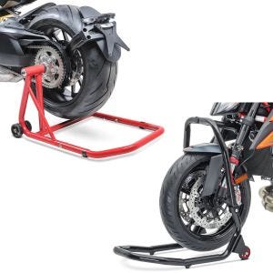 Set: Einarmständer KTM 1290 Super Duke / R 14-21 Montageständer ConStands Single-Classic rot + Montageständer für KTM 1290 Super Duke / R 17-19 Lenkkopfständer V4 ConStands schwarz_1
