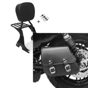 Set: Sissybar für Harley Davidson Sportster 883 Iron 09-20 Craftride inkl. Gepäckträger und Docking Kit schwarz + Schwingentasche + Halter für Harley Sportster 883 Iron 09-20 Craftride_1