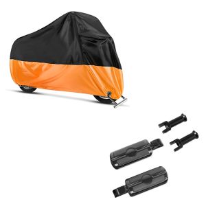 Set: Sozius Fussrasten mit Halter für Harley Softail 18-21 Craftride SF6 schwarz + Abdeckplane Harley Softail Street Bob / Fat Bob / 114 Craftride XXL in schwarz-orange_1