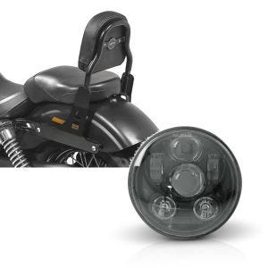 Set: Sissy Bar CSS Fix für Harley Dyna Street Bob 09-17 schwarz Craftride + Hauptscheinwerfer LED 5,75 Zoll für Harley Dyna Street Bob 06-17 schwarz von Craftride_1