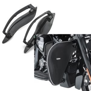 Set: Seitlicher Windabweiser für Harley Street Glide 14-21 schwarz Craftride + Sturzbügel Spritzschutz für Harley Street Glide 06-21 Beinwärmer Craftride_1