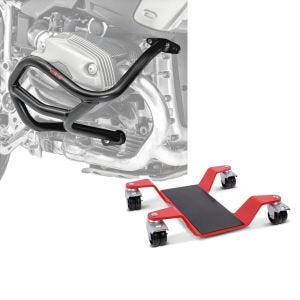 Set: Sturzbügel L für BMW R 1200 GS 04-12 Motoguard Schutzbügel + Rangierhilfe 400 kg für BMW R 1200 GS / Adventure Rangierplatte Rot_1