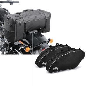 Set: Hecktasche für Harley Softail / Sport Glide SQ1 Craftride 52l schwarz + Koffer Innentaschen für Harley-Davidson Sport Glide 18-21 Crafride Koffertaschen_1