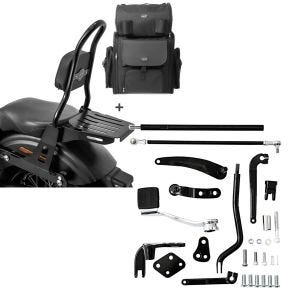 Set: Sissybar CSM + Hecktasche für Harley Dyna Street Bob 09-17, Low Rider S abnehmbar mit Gepäckträger Craftride + Vorverlegte Fussrastenanlage für Harley Dyna Modelle 06-17 Craftride RR1_1