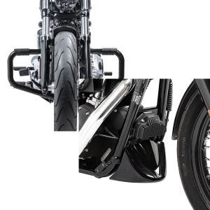 Set: Sturzbügel Mustache II für Harley Dyna Street Bob 06-17 schwarz + Bugspoiler für Harley Davidson Dyna Street Bob 06-17 Craftride_1