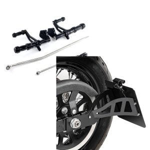 Set: Vorverlegte Fußrastenanlage für Harley Dyna Street Bob 06-17 Craftride schwarz + Seitlicher Kennzeichenhalter für Harley Davidson Dyna Street Bob 06-17 CRB Craftride schwarz_1
