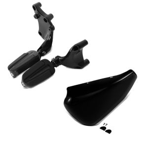 Set: Sozius Fußrasten für Harley Sportster Forty-Eight 48 14-20 Craftride mit Halter in schwarz + Batterieabdeckung Harley Sportster Forty-Eight 48 14-20 Craftride Seitendeckel links in schwarz_1