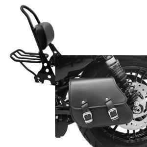 Set: Sissybar Harley Davidson Sportster 883 Iron 09-20 Craftride Fast Rider-M inkl. Gepäckträger schwarz + Schwingentasche + Halter für Harley Sportster 883 Iron 09-20 Craftride_1