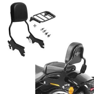 Set: Sissybar für Harley Low Rider / S 18-21 R1 mit Gepäckträger und Docking schwarz Craftride + Sissy Bar für Harley Davidson Softail Low Rider / S 18-21 schwarz CSS Craftride_1