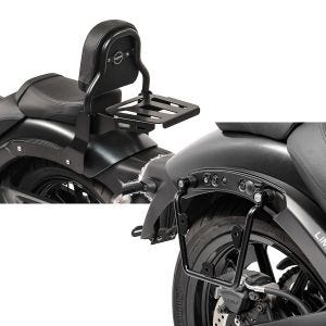 Set: Sissy Bar XS3 für Kawasaki Vulcan S / Café 15-20 mit Gepäckträger schwarz Craftride + Satteltaschenhalter für Kawasaki Vulcan S / Café 15-20 rechts Satteltaschen Abstandshalter Craftride_1