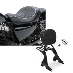 Set: Solo Sitz für Harley Sportster 883 Iron 09-20 Craftride SR4 Sitzbank + Sissybar für Harley Davidson Sportster 883 Iron 09-20 Craftride inkl. Gepäckträger und Docking Kit schwarz_1