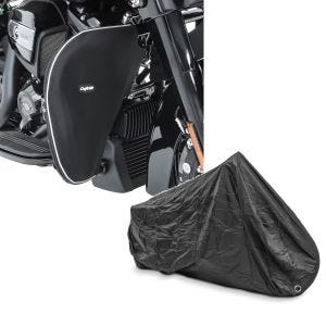 Set: Sturzbügel Spritzschutz für Harley Street Glide 06-21 Beinwärmer Craftride + Abdeckplane Harley Street Glide / Special Craftride XXXL schwarz_1