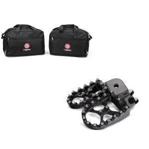 Set: Alukoffer Innentaschen für BMW R 1250 / 1200 GS / Adventure 04-21 Koffer Taschen Bagtecs MS1 + Fußrasten für BMW R 1200 GS Xdure FF6 Aluminium 57mm schwarz_1