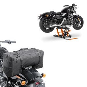 Set: Hebebühne Harley Davidson Rocker / C ConStands Mid-Lift L in orange + Hecktasche für Harley Rocker / C (FXCWC) SQ1 Craftride 52l schwarz_1