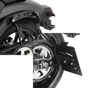 Set: Satteltaschenhalter für Kawasaki Vulcan S / Café 15-20 links Satteltaschen Abstandshalter Craftride + Kennzeichenhalter seitlich M für Kawasaki Vulcan S / Café 15-21 schwarz Craftride_1