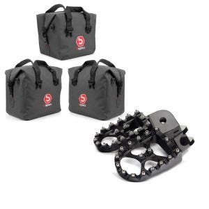 Set: Innentaschen für Aluminium Koffer + Topcase für BMW R 1200 GS/ Adventure 04-18 BAgtecs + Fußrasten für BMW R 1200 GS Xdure FF6 Aluminium 57mm schwarz_1