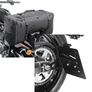 Set: Hecktasche für Kawasaki Vulcan S / Café SQ1 Craftride 52l schwarz + Kennzeichenhalter seitlich M für Kawasaki Vulcan S / Café 15-21 schwarz Craftride_1
