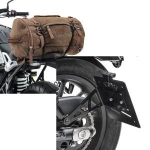 Set: Hecktasche Vintage 25L für Honda Rebel 500 braun Craftride + Kennzeichenhalter seitlich L für Honda Rebel 500 17-21 schwarz Craftride_1