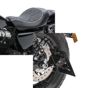 Set: Solo Sitz für Harley Sportster Forty-Eight 48 10-20 Craftride SR4 Sitzbank + Kennzeichenhalter seitlich S für Harley Sportster Forty-Eight 48 10-20 schwarz Craftride_1