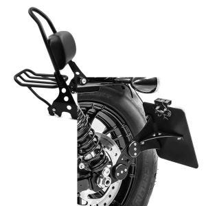 Set: Sissybar Harley Davidson Sportster 883 Iron 09-20 Craftride Fast Rider-M inkl. Gepäckträger schwarz + Seitlicher Kennzeichenhalter für Harley Sportster 883 Iron 09-20 Craftride schwarz_1