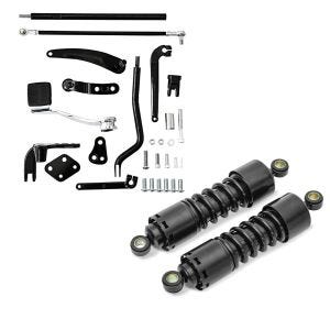 Set: Vorverlegte Fussrastenanlage für Harley Dyna Modelle 06-17 Craftride RR1 + Stoßdämpfer 11 Zoll Harley-Davidson Dyna Street Bob 06-17 Federbeine von Craftride schwarz_1