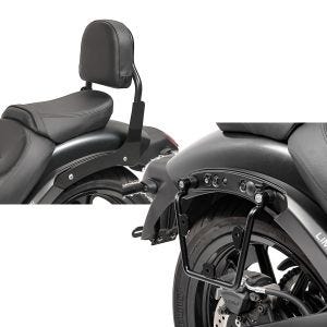 Set: Sissy Bar XS3 für Kawasaki Vulcan S / Café 15-21 schwarz Craftride + Satteltaschenhalter für Kawasaki Vulcan S / Café 15-20 rechts Satteltaschen Abstandshalter Craftride_1
