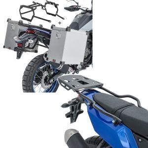 Set: Alu Koffer Set für Yamaha Tenere 700 19-21 Namib 35-40 L mit  Kofferträger + Gepäckträger + Halter für Yamaha Tenere 700 19-21 Bagtecs SLP Gepäckbrücke_1