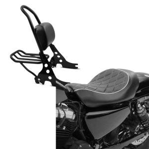 Set: Sissybar Harley Davidson Sportster 883 Iron 09-20 Craftride Fast Rider-M inkl. Gepäckträger schwarz + Solo Sitz für Harley Sportster 883 Iron 09-20 Craftride SR4 Sitzbank_1