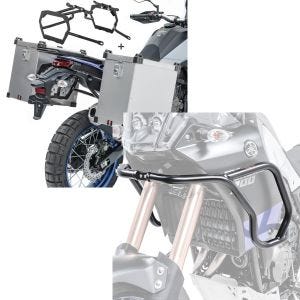 Set: Alu Koffer Set für Yamaha Tenere 700 19-21 Namib 35-40 L mit  Kofferträger + Verkleidungsschutzbügel für Yamaha Tenere 700 19-21 Motoguard Tank-Sturzbügel oben_1