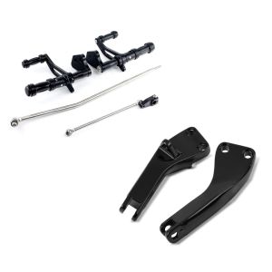 Set: Vorverlegte Fußrastenanlage für Harley Dyna Street Bob 06-17 Craftride schwarz + Sozius Fussrasten-Halter für Harley-Davidson Dyna Street Bob 06-17 schwarz Craftride_1