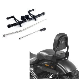 Set: Vorverlegte Fußrastenanlage für Harley Dyna Street Bob 06-17 Craftride schwarz + Sissy Bar CSS Fix für Harley Dyna Street Bob 09-17 schwarz Craftride_1