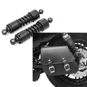 Set: Stoßdämpfer 11 Zoll Harley Sportster 883 Iron Federbeine von Craftride schwarz + Schwingentasche + Halter für Harley Sportster 883 Iron 09-20 Craftride_1