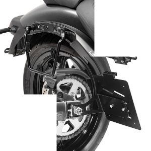 Set: Satteltaschenhalter für Kawasaki Vulcan S / Café 15-20 rechts Satteltaschen Abstandshalter Craftride + Kennzeichenhalter seitlich M für Kawasaki Vulcan S / Café 15-21 schwarz Craftride_1