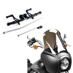 Set: Vorverlegte Fußrastenanlage für Harley Dyna Street Bob 06-17 Craftride schwarz + Lampenmaske MG5 für Harley Dyna Street Bob 06-17 Lampen Verkleidung schwarz matt-rauchgrau Craftride_1