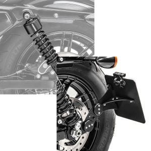 Set: Stoßdämpfer 11,9 Zoll Harley Davidson Sportster 883 Iron 09-20 Craftride schwarz + Seitlicher Kennzeichenhalter für Harley Sportster 883 Iron 09-20 Craftride schwarz_1