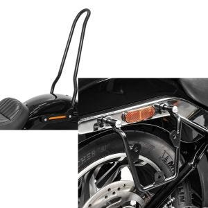 Set: Sissybar für Harley Softail Street Bob 18-21 Craftride Tampa schwarz + Satteltaschenhalter für Harley Softail Street Bob 18-21 links-rechts Craftride_1