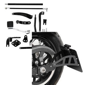 Set: Vorverlegte Fussrastenanlage für Harley Dyna Modelle 06-17 Craftride RR1 + Seitlicher Kennzeichenhalter für Harley Davidson Dyna Street Bob 06-17 CRB Craftride schwarz_1