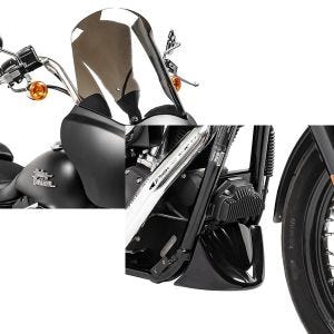 Set: Frontverkleidung für Harley Dyna Low Rider / Street Bob Craftride MG5 mit Scheibe schwarz-matt rauchgrau + Bugspoiler für Harley Davidson Dyna Street Bob 06-17 Craftride_1