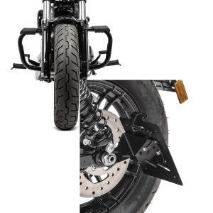 Set: Sturzbügel für Harley Davidson Sportster 883 Iron (XL 883 N) 09-20 Craftride Mustache schwarz + Kennzeichenhalter seitlich S für Harley Sportster 883 Iron 19-20 schwarz Craftride_1