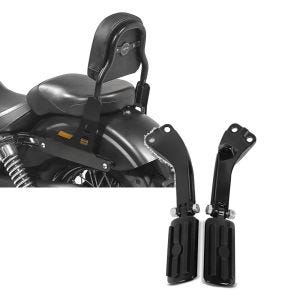 Set: Sissy Bar CSS Fix für Harley Dyna Street Bob 09-17 schwarz Craftride + Sozius Fussrasten Set mit Halter für Harley Dyna Street Bob 06-17 BL1 schwarz Craftride_1